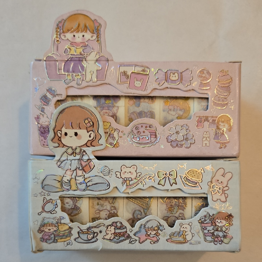 NWT Washi Tape Kawaii 2 Box Sets 6 Rolls Each 12 Rolls Total